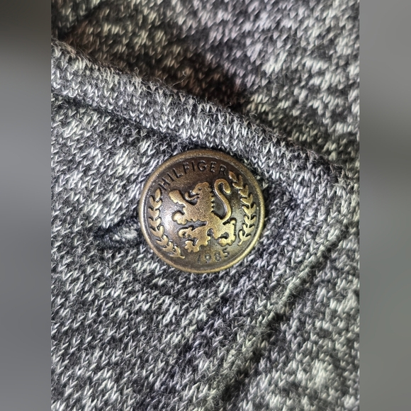 Tommy Hilfiger Heathered Black White Knit Military Blazer Jacket Size M - Picture 5 of 9